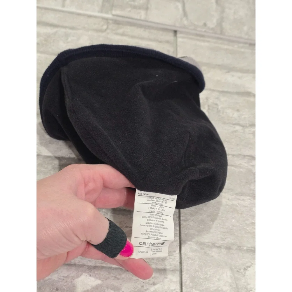 Carhartt Beanie Hat Youth One Size Fits All Blue Striped Fleece Lined‎ Acrylic